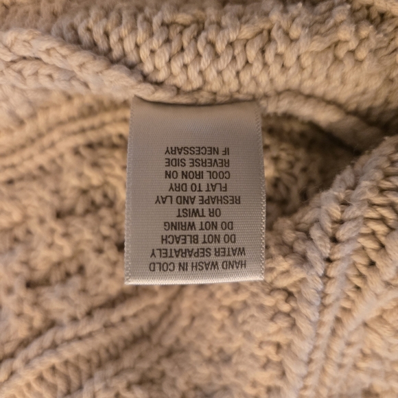 Faux Fur Collar Toggle Cable Knit Cardigan Sweater Jacket Womens Cream Tan Small - Picture 9 of 9